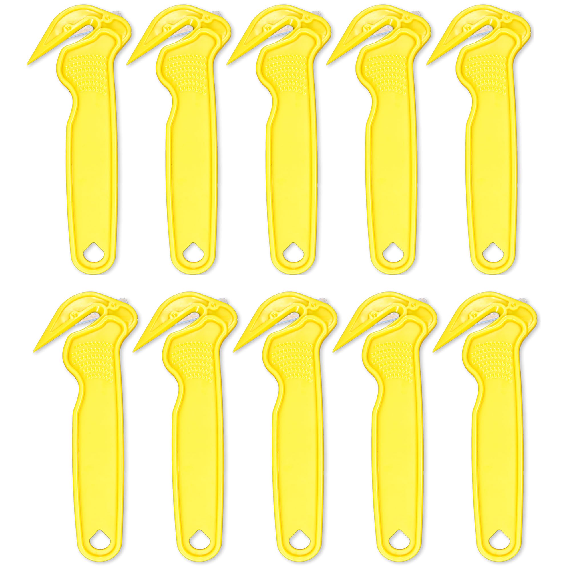 DAQUN 10 Pcs Yellow Box Opener Tool, Box Cutters, Cardboard Cutter - Bulk Value Pack for Warehouse, Shipping, Office, Household, Easy Open Boxes and Cut Tape