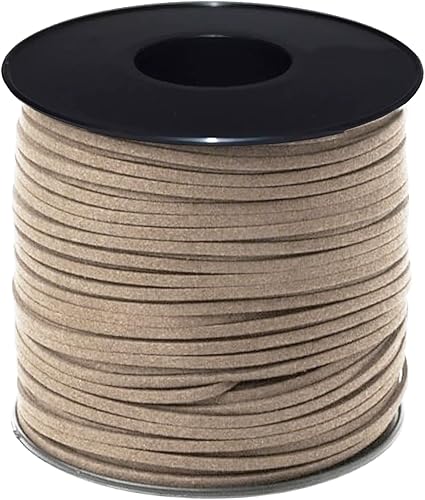 Cordón plano de gamuza sintética de 0.118 pulgadas, cordón de piel sintética de color natural, para abalorios, collares, pulseras, fabricación de