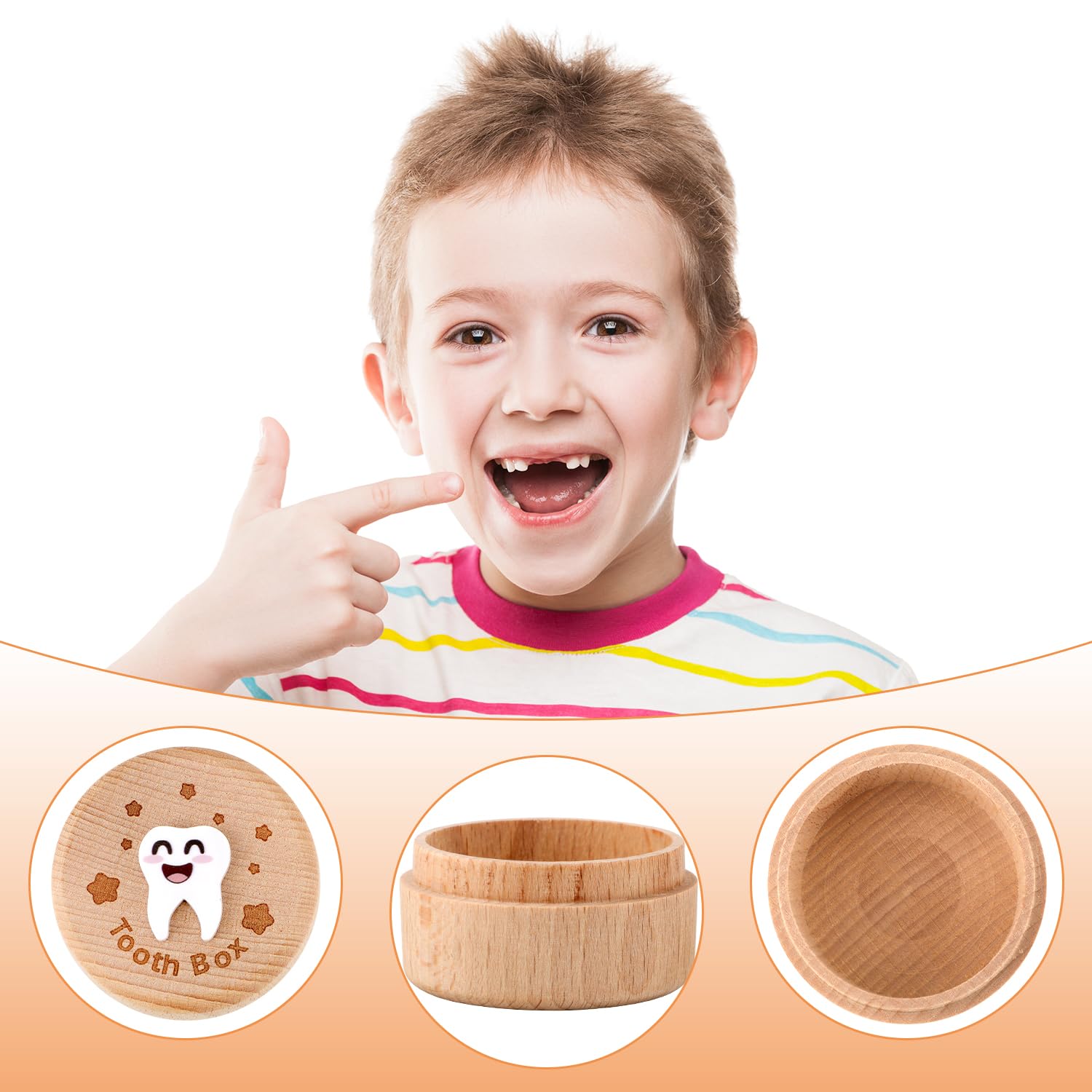 Scatola Per Denti Fatina In Legno Intagliato 3D – Porta Dentini Da Latte Con Sacchetto E Tatuaggio - 3