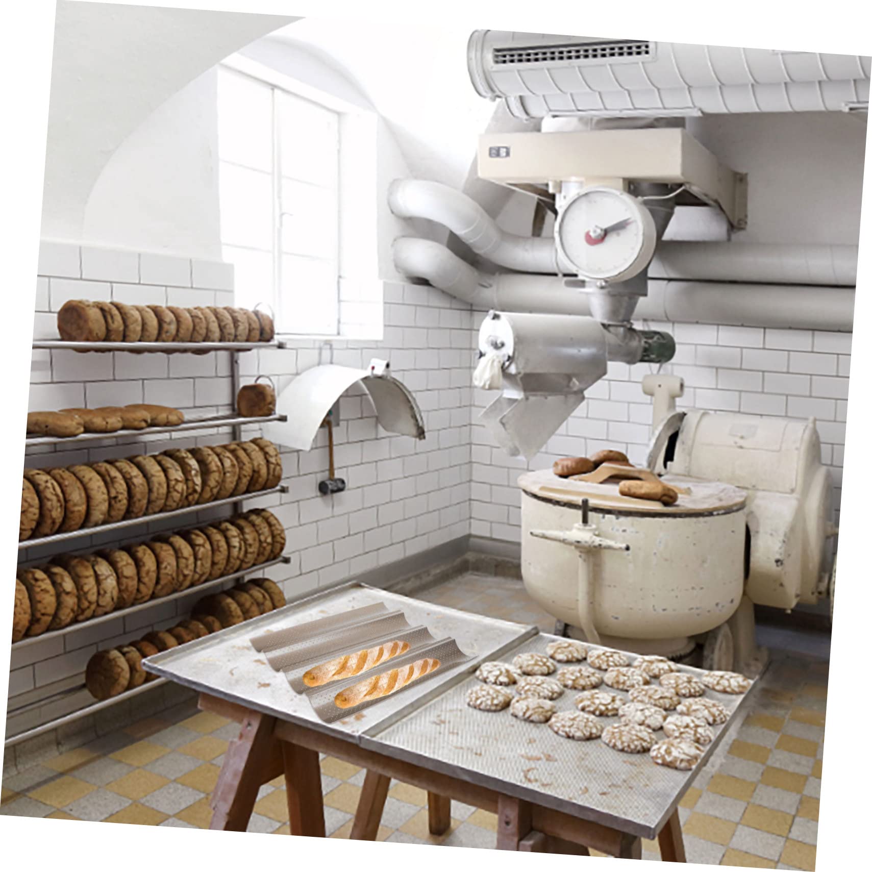 Molde para Baguettes de 4 Cavidades, Acero al Carbono, Antiadherente y Resistente al Calor, Adecuado para Pan Francés y Horneado Diario