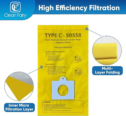 Miniatura 3 de CF Clean Fairy Paquete de 20 bolsas de repuesto para aspiradora de microfiltración compatibles con aspiradoras Kenmore C&Q 5055, 50557, 50558