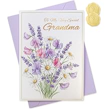 Elife Grandma Birthday Card, Printed Verse Cards with Pearlescent Cardstock
