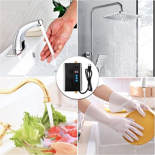 Miniatura 4 de Calentador de agua eléctrico sin tanque de 110 V 3000 W bajo fregadero bajo demanda calentador de agua caliente instantáneo para cocina baño lavado