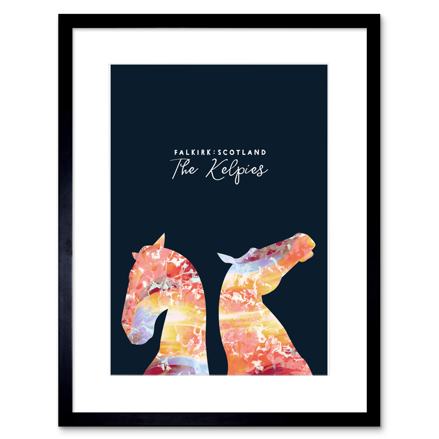 Wee Blue Coo Marble Kelpies Falkirk Scotland Framed Wall Art Print 9X7