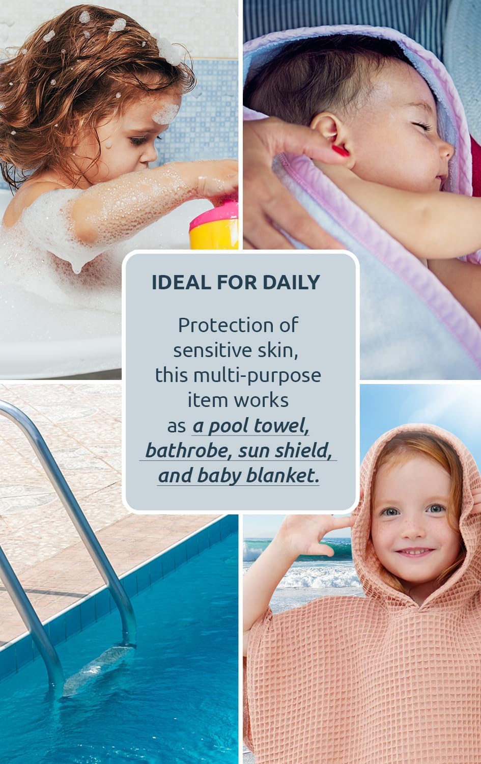 BANGSAUR Hooded Poncho Towel for Toddlers Babies Cotton Lightweight Cover-up Bath Beach Changing Towels, 2-5 Years,Salmon,23.6in - Image 7