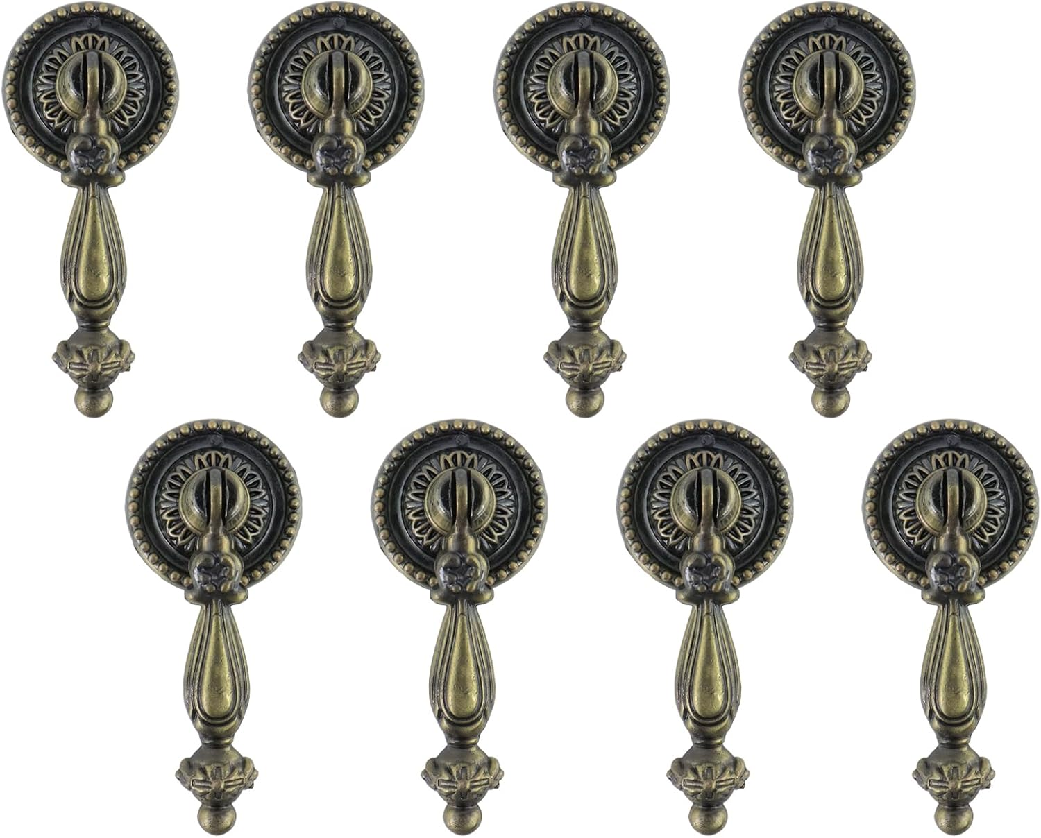 Mcredy 8 Pcs Cabinet Pulls Antique Bronze Cabinet Tear Drop Pull Handle for Door Dresser Closet, 14x60mm