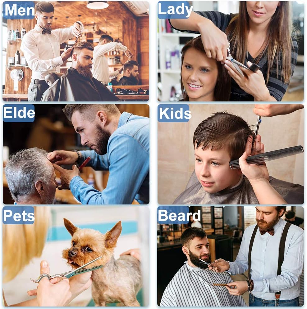 Professional Hair Scissors Set, Teeth Thinning Shears Trimming Hairdressing Stainless Steel Razor Edge Hair Cutting Kit for Barber Salon Home DIY Haircuts Man Woman Adults Kids Babies Pets 7 Pack : Beauty & Personal Care