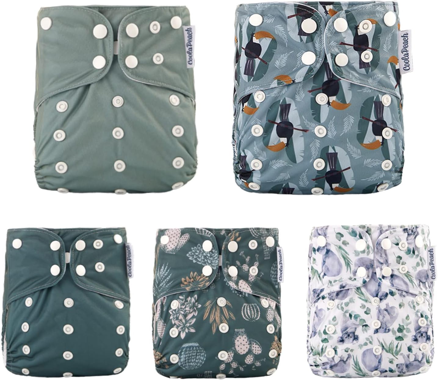 Baby Cloth Diapers Washable Reusable Diapers for Baby Boys, One Size Adjustable Pocket Nappy Covers 5 Pack+ 5pcs Microfiber Inserts+ One Waterproof Bag