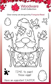 Woodware Francoise Collection-Egg Painting Gnome-Clear Stamp, A6