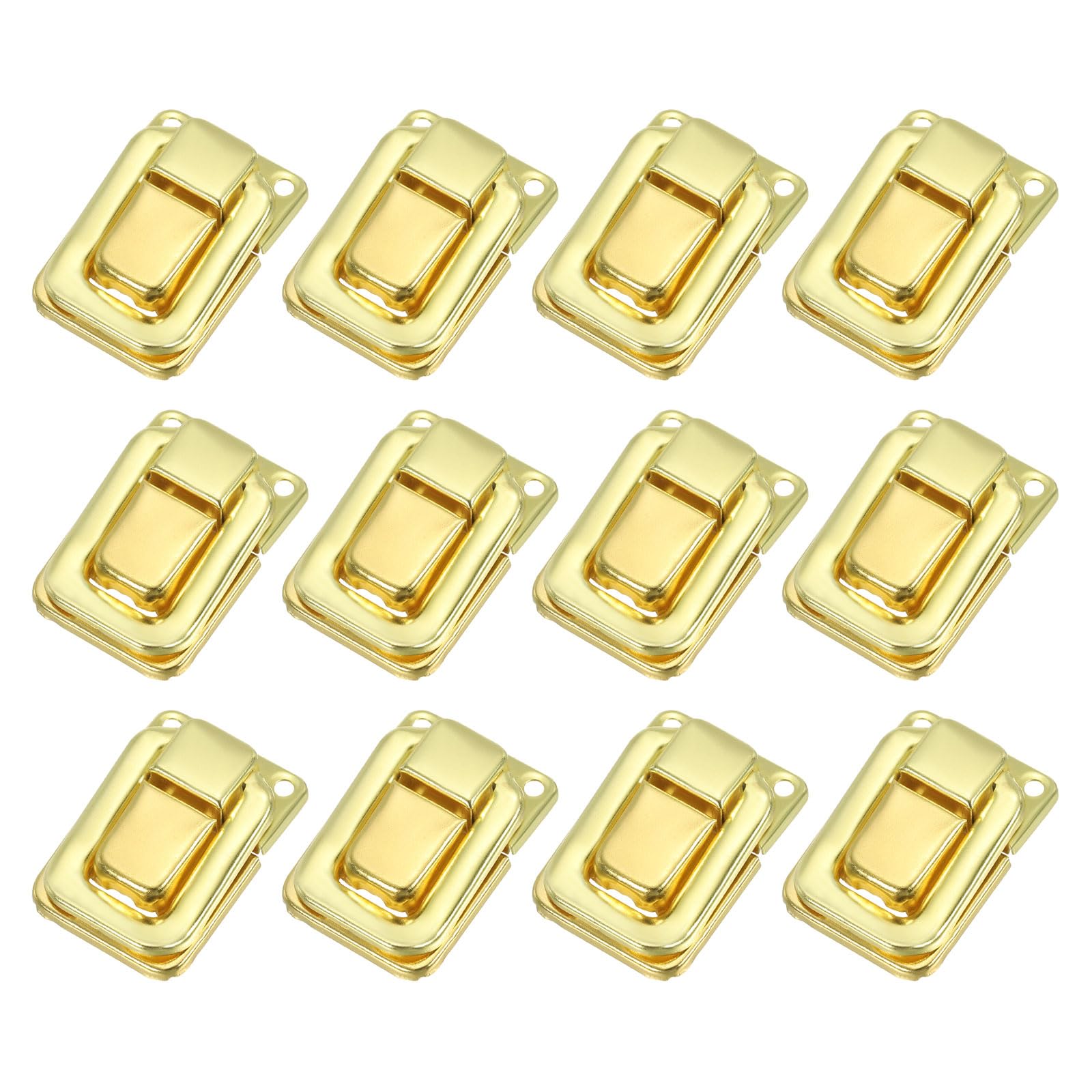 PATIKIL Toggle Catch Lock 1.4" x 0.9", 12 Pack Metal Buckle Hasp Lock Latch Clasp for Jewelry Box Wooden Case Decoration Gold