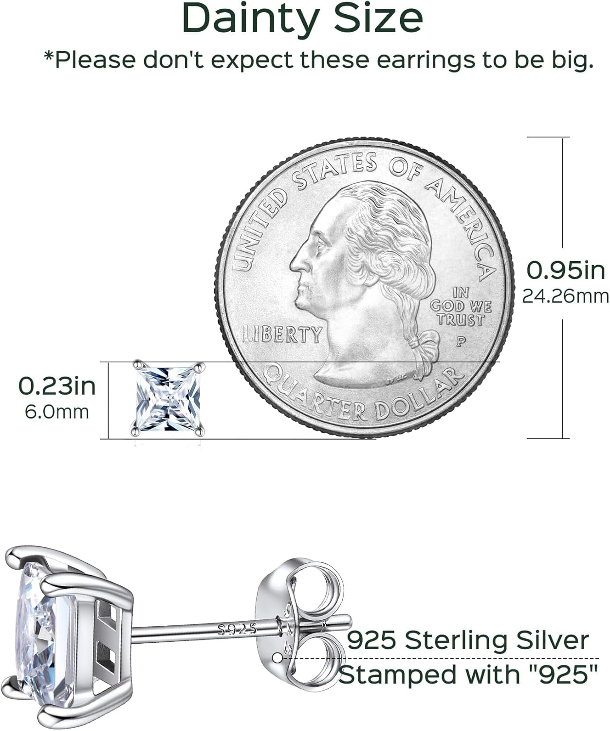 ChicSilver 925 Sterling Silver Earrings Sparkling Heart/Round/Princess Cut Birthstone Earrings for Women Birthday Jewelry with Gift Box - Image 4