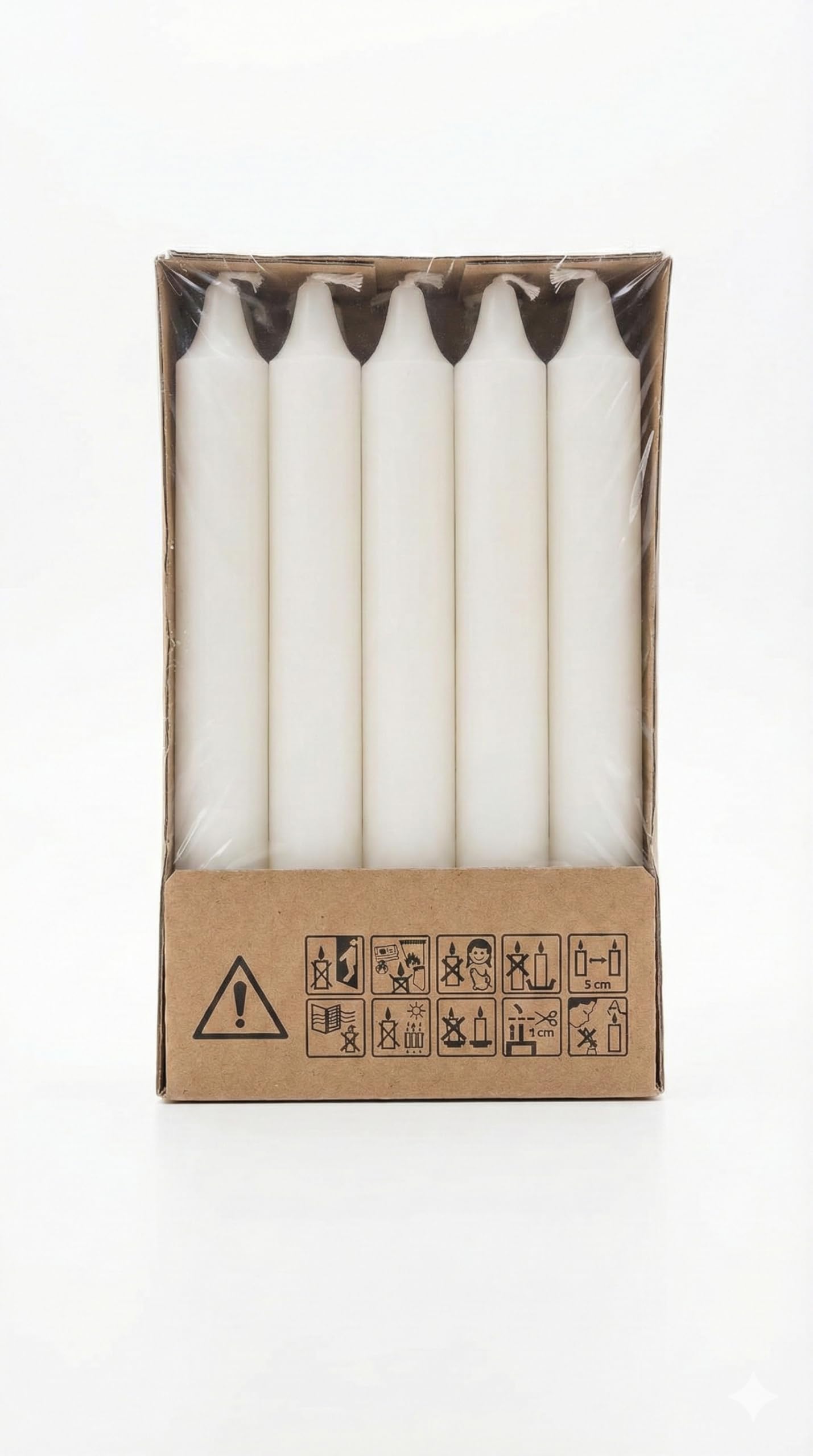 Mitram White Taper Candles (Pack Of 20) - 19Cm Unscented Dripless Stearin Dinner Candles - 7.5 Inch Long Burning Smokeless Candlesticks For Wedding, Church, Party & Chandelier Home Decor