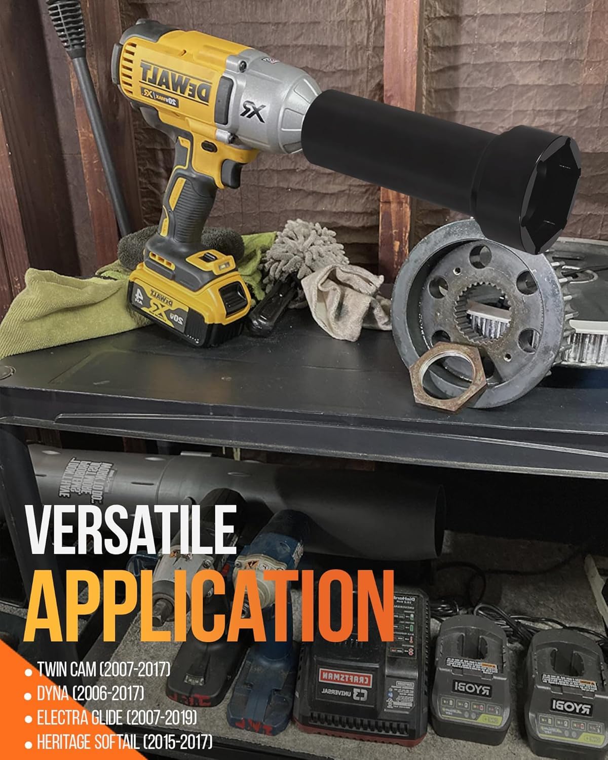 5,7 cm Hauptwelle Ritzel Riemenscheibe Schraubenschlüssel Kontermutter Hauptwelle Steckschlüssel Werkzeug kompatibel mit Harley Davidson Twin Cam, Dyna, Electra Glide, Heritage Softail ab