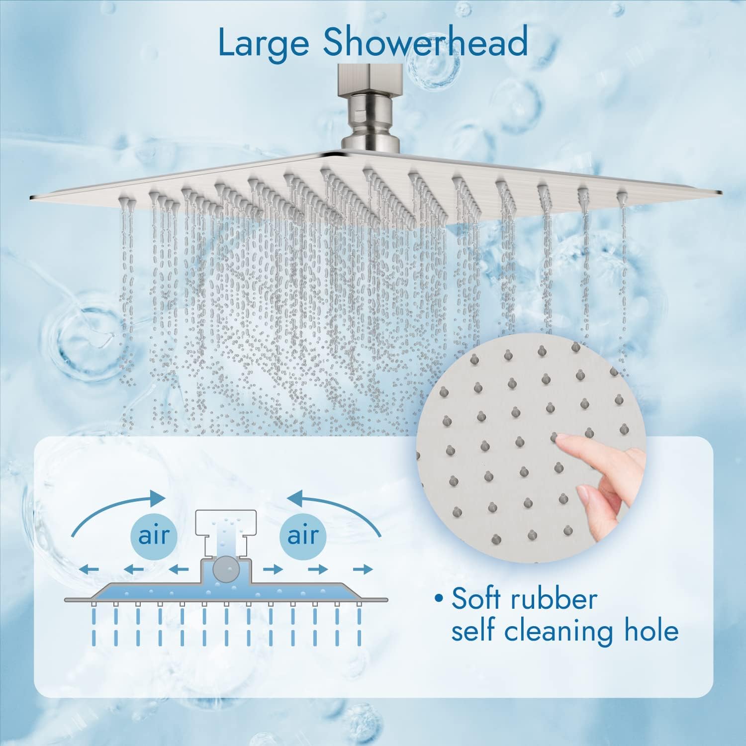 Rain Shower System 12 Inch Shower Faucet Set with Tub Spout Ceiling Mount Shower Complete Set with Rainfall Shower Head Handheld Spray Rough-in Valve Included,Brushed Nickel