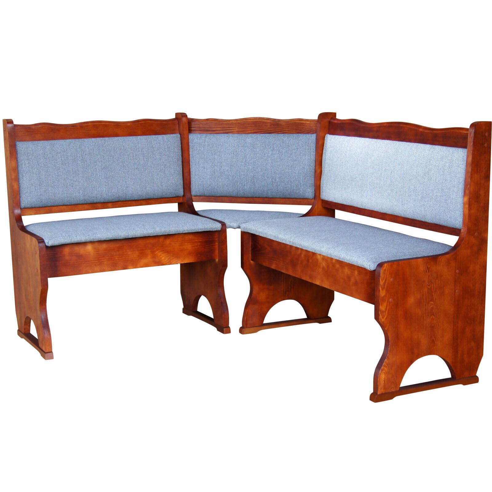 k koma Panca angolare imbottita in legno di pino massello di colore Calvados con imbottitura grigio chiaro (200 x 200 cm) – Nuovo