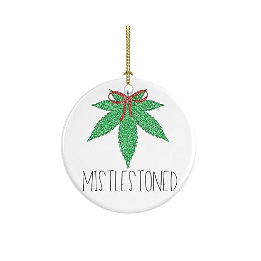 Mistlestoned Weed Pot Leaf Stoner 420 Gift Christmas Tree Ornament