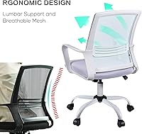 Vista 6 de Ergonomic Home Office Desk Chairs, Mesh Chair with Lumbar Back Support Armrest, Height Adjustable Executive Rolling Swivel Computer Chair, Mid Back