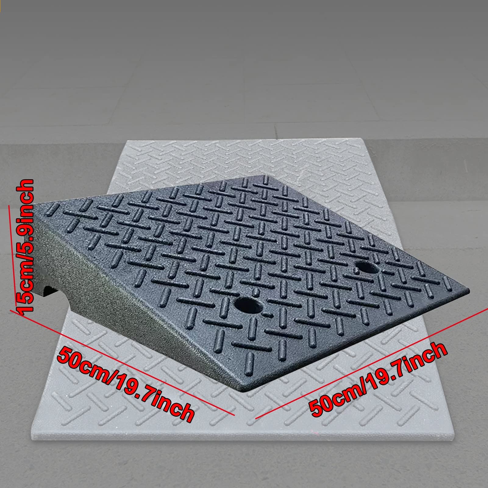 Rampa progowa z gumy, 50x50x15cm Podjazd Rampa krawężnikowa, wytrzymała przenośna rampa wjazdowa, rampa dla wózków inwalidzkich, dla samochodów, skuterów, rowerów, motocykli, ciężarówek
