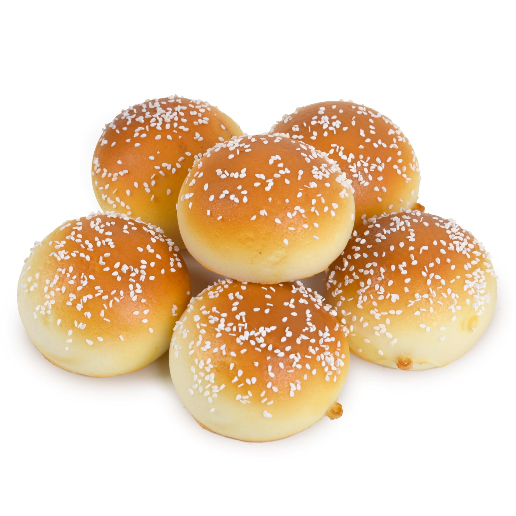VIOCIWUO Artificial Bread 6Pcs, Fake Bread Simulation Food PU Slow Rebound Sesame Roll Bread for Home Hotel Kitchen Shop Decoration Party Photography Prop