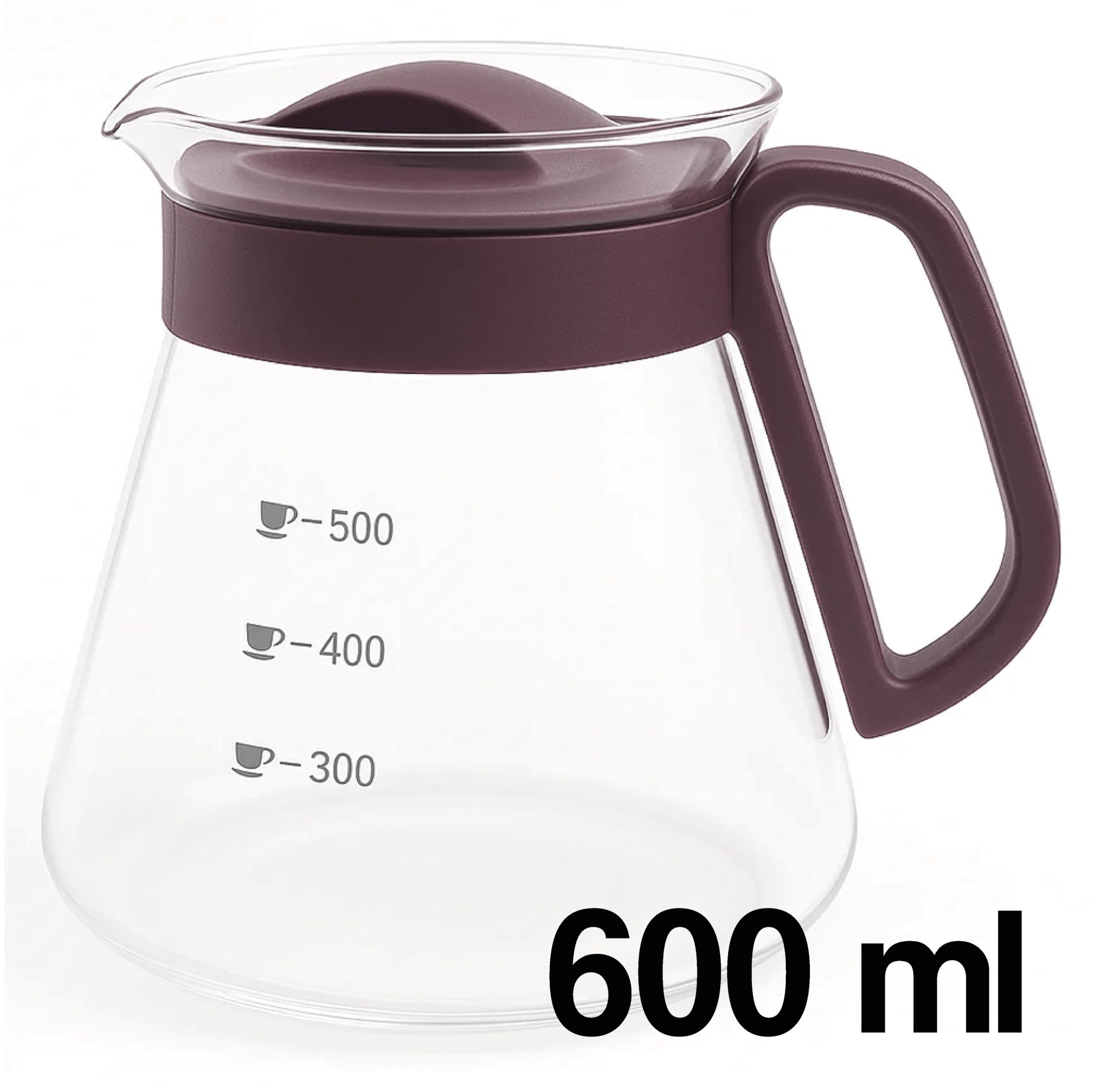 MGE Pichet Verre Micro-ondes 600ml - Carafe à Café Verseuse Avec Couvercle - Théière Thermique