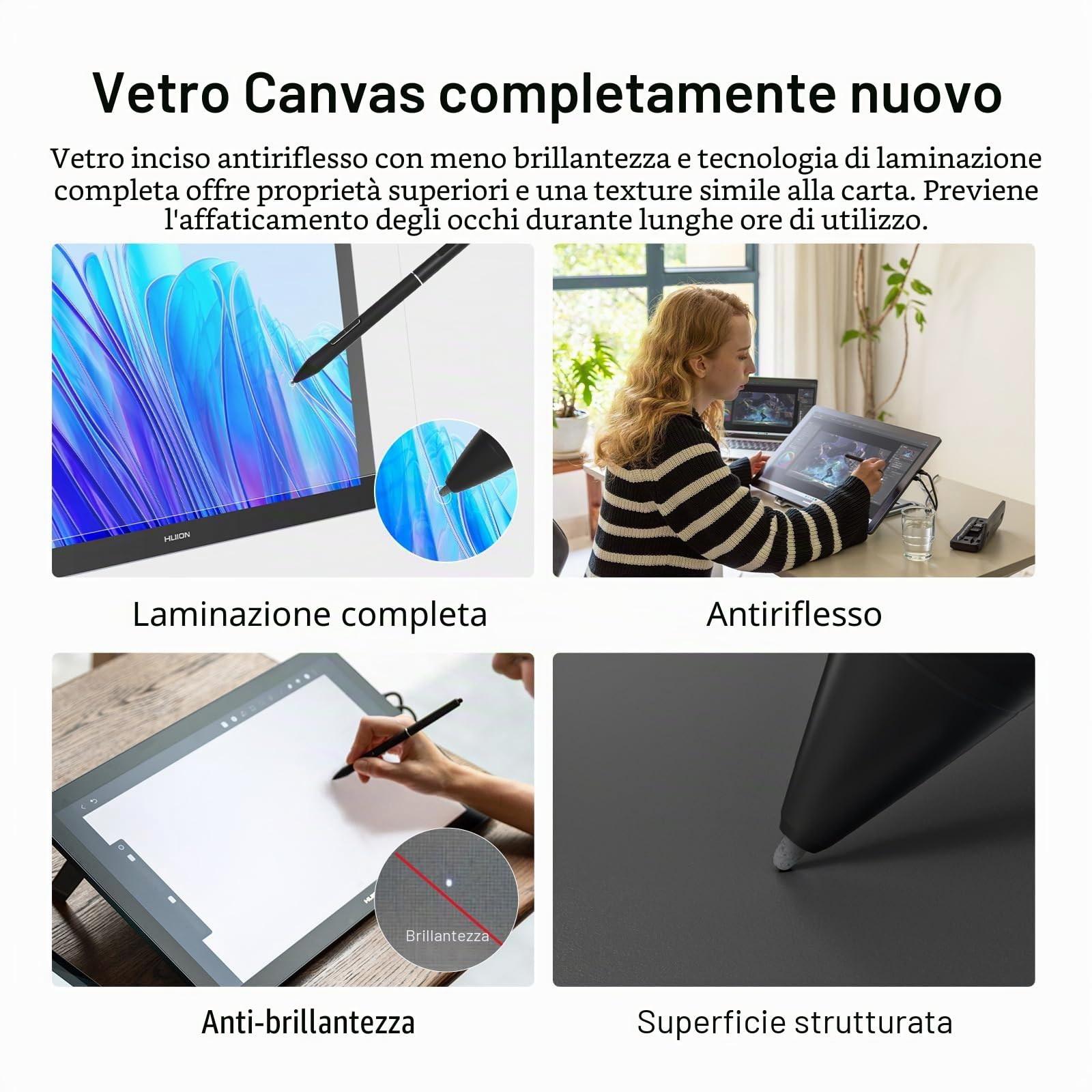 HUION KAMVAS Pro 19 4K UHD Tavoletta da disegno con schermo, penna PenTech 4.0 senza batteria con tablet grafico antiriflesso di seconda generazione, schermo multi-touch 98% Adobe RGB per artisti