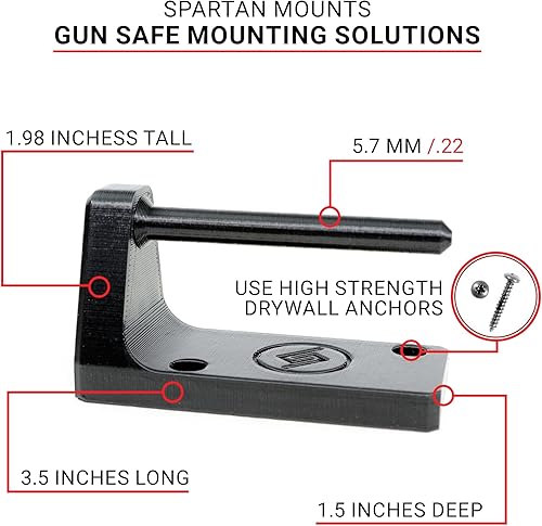 Vista 2 de Spartan Mounts Soporte de pared universal para revólver de pistola, adaptador de gancho de exhibición, sistema de almacenamiento de montaje