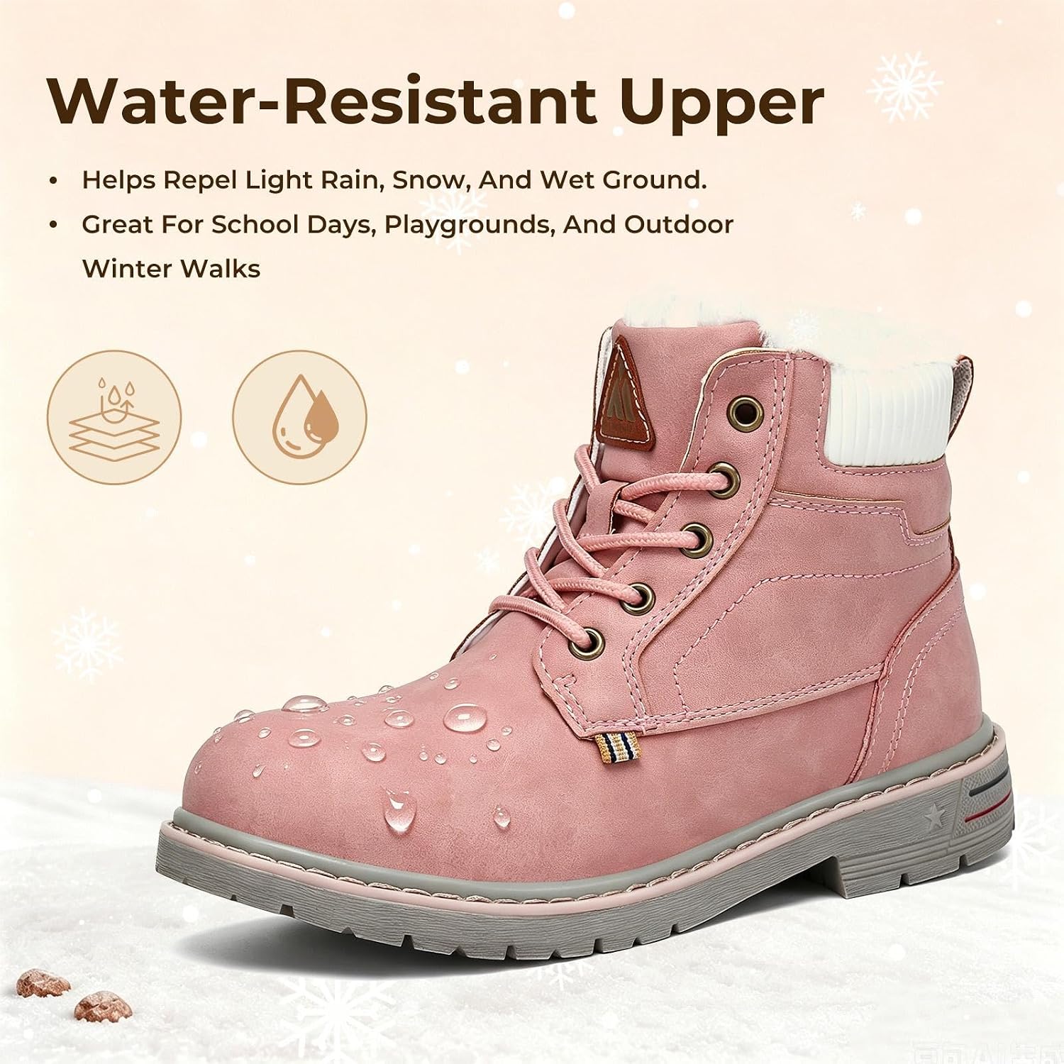 Mishansha Boys Girls Snow Boots Water Resistant Kids Winter Hiking Boots image 4