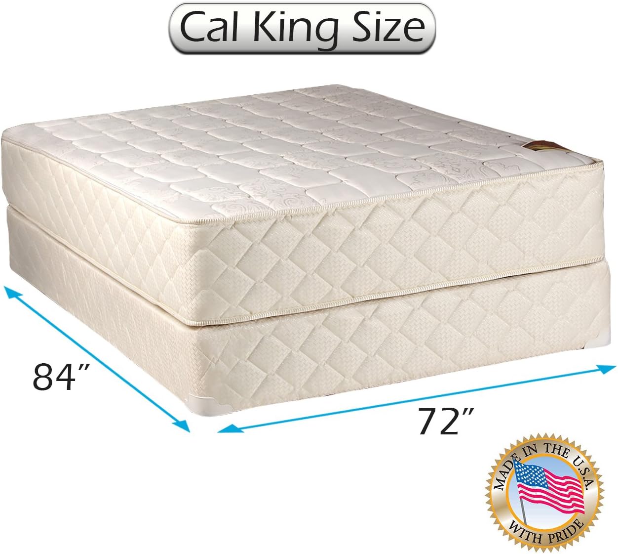 Dream Solutions USA Grandeur Deluxe (California King - 72"x84"x12") Mattress and Box Spring Set - Fully Assembled, Good for Your Back, Luxury Height, Long Lasting and 2 Sided