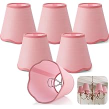 Zhengmy 6 Pcs Small Scalloped Mini Clip on Lamp Shade, PVC, Pink
