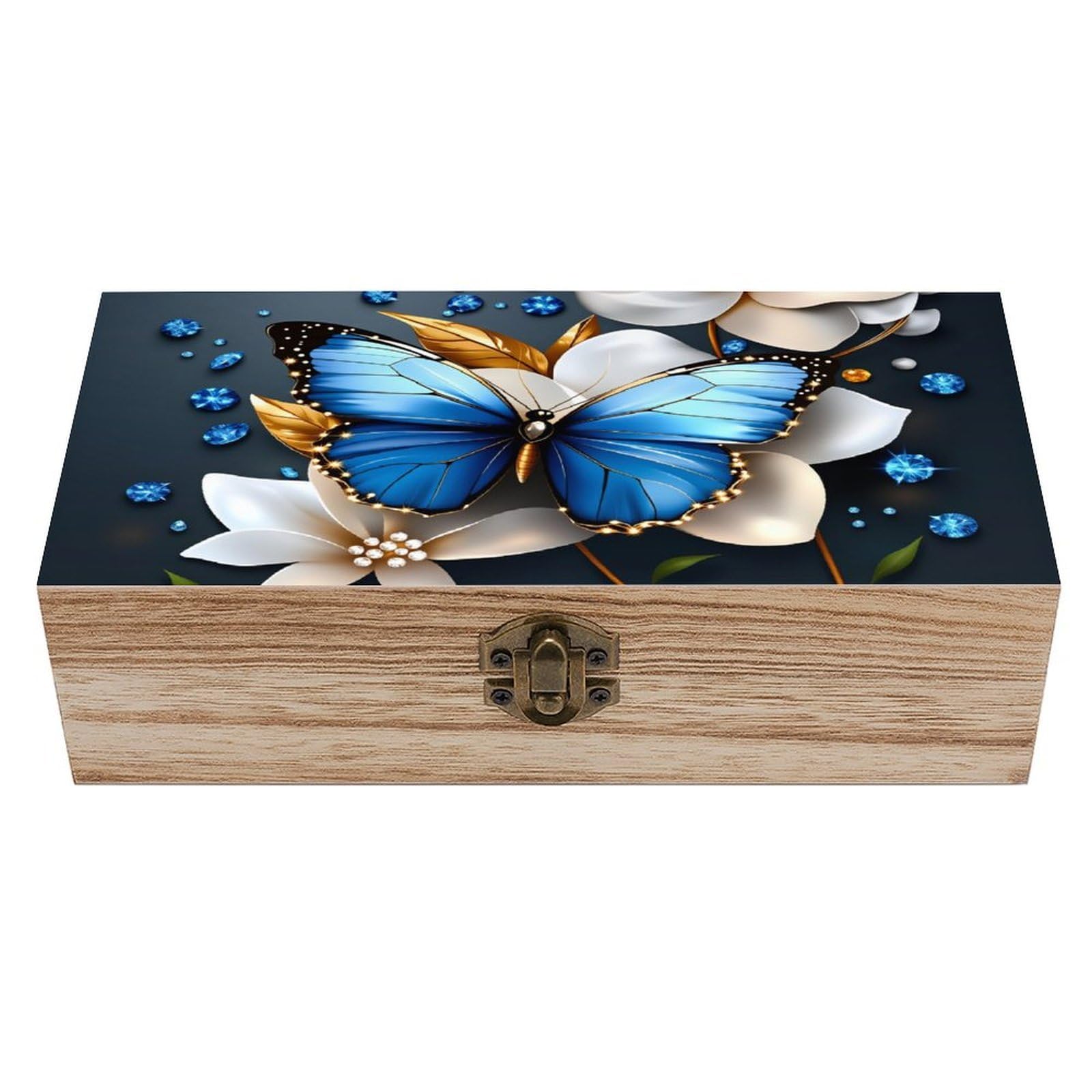 asbwuo Elegant Butterfly Vintage Wooden Keepsake Box