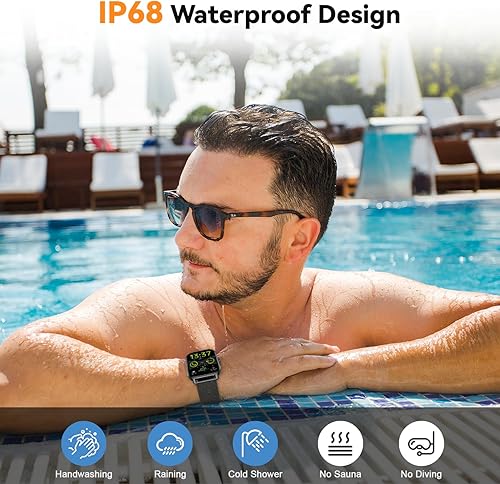 Miniatura 5 de Reloj inteligente para hombres y mujeres, rastreador de ejercicio: resistente al agua, respuesta de llamadas Bluetooth, haz relojes inteligentes