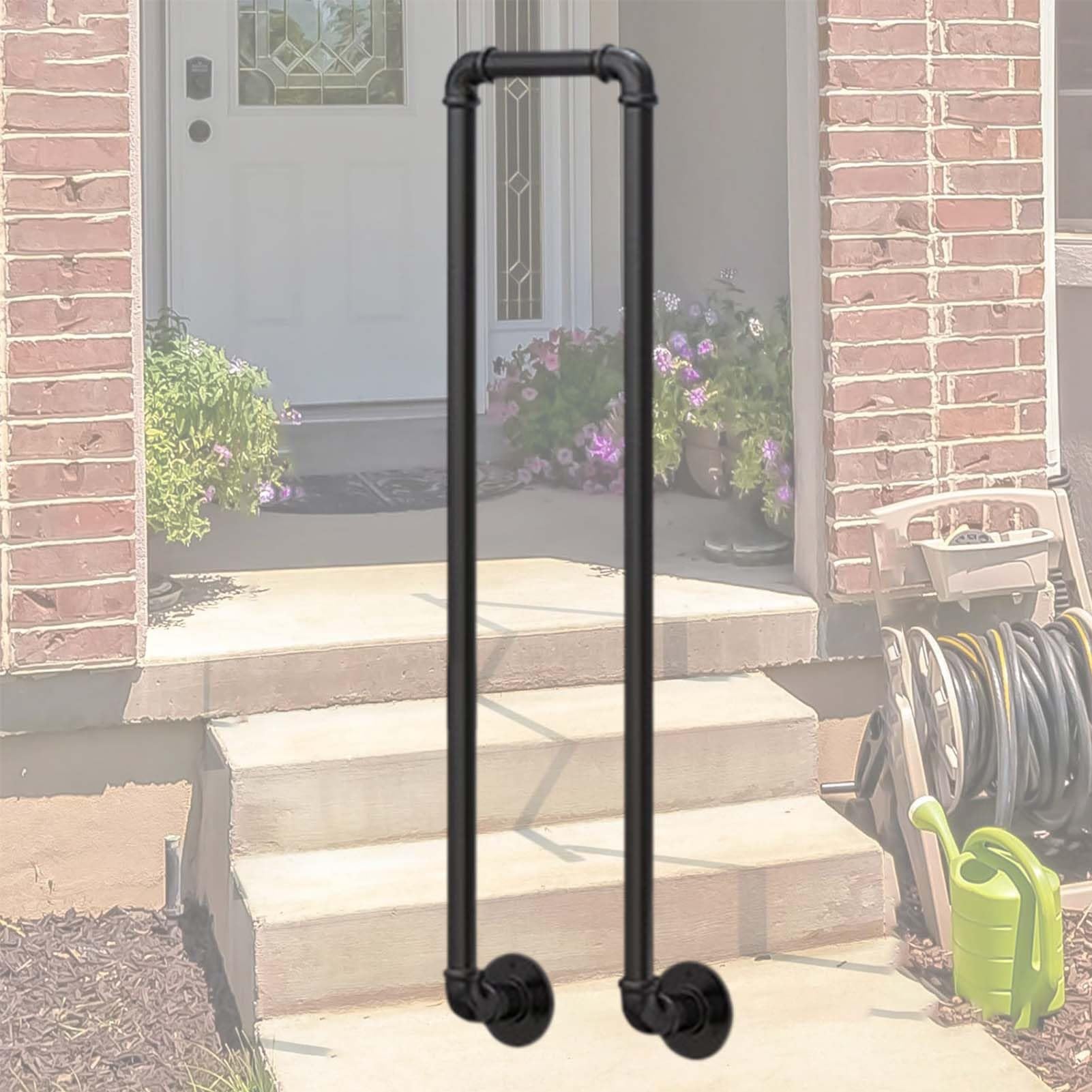 LWJSOCP Transitional Wrought Iron Handrail for Outdoor Steps Non Slip Grab Rail for Front Porch Stairs 2.8ft/85cm Side Mount Banister