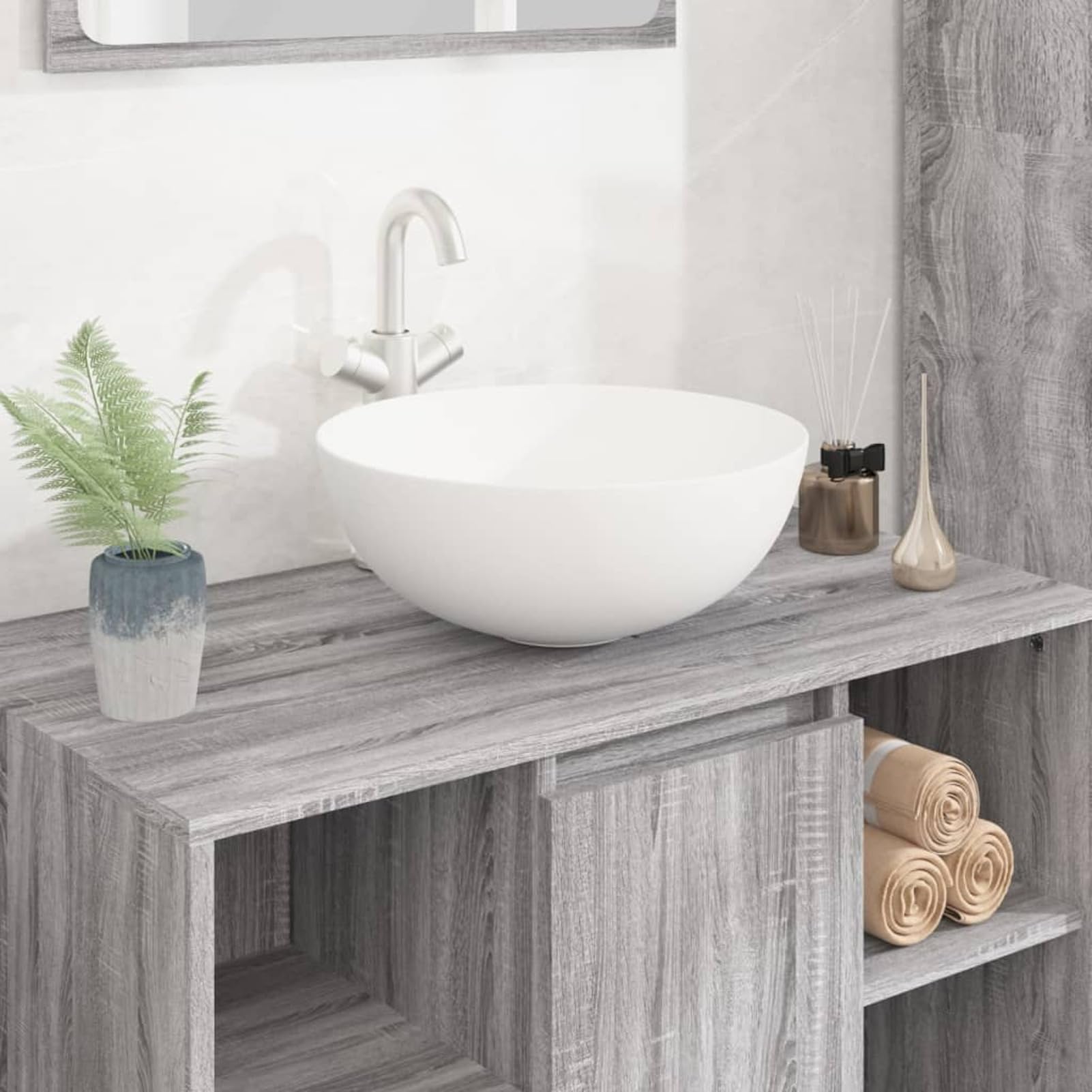 ShGaxin Lavabo Redondo de cerámica Blanco 36x15 cm, Fregadero, Lavabo Baño, Lavamanos Baño, Lavatorio Casa De Banho, Mueble Lavabo sobre Encimera