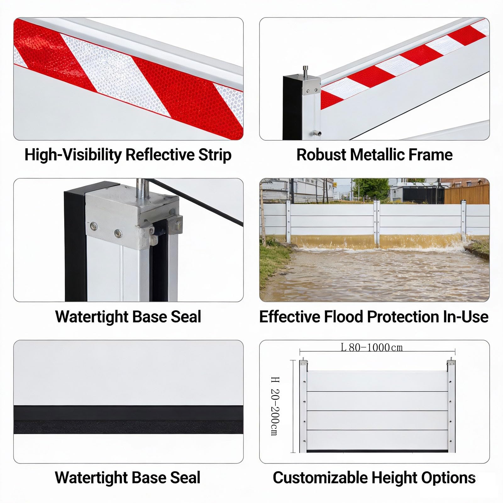 Aluminium BarrièRe Anti-Inondation 80x60cm Barrières, Joint Porte Garage BarrièRe Anti Inondation, Panneau de PréVention Des Inondation, BarrièRe Mobile de Protection Contre Les Inondations