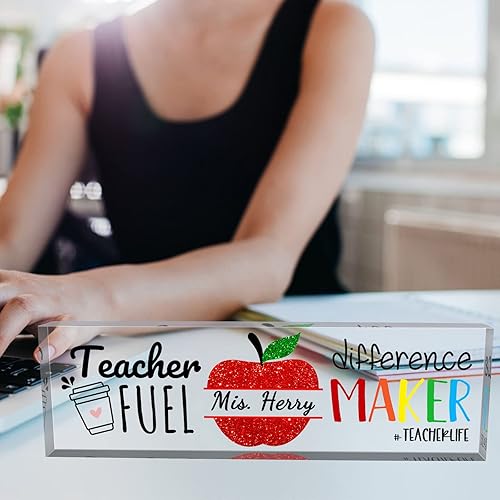 Miniatura 6 de Placas de nombre de escritorio personalizadas para escritorio, placas de identificación acrílicas personalizadas para escritorio, bloque de placa