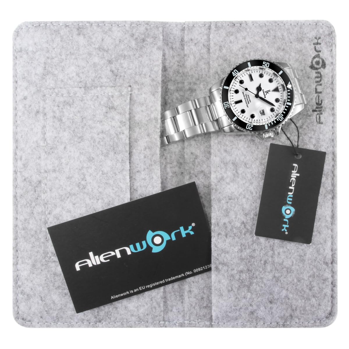 Alienwork IK Orologio Uomo Donna Calendario Cinturino in Metallo