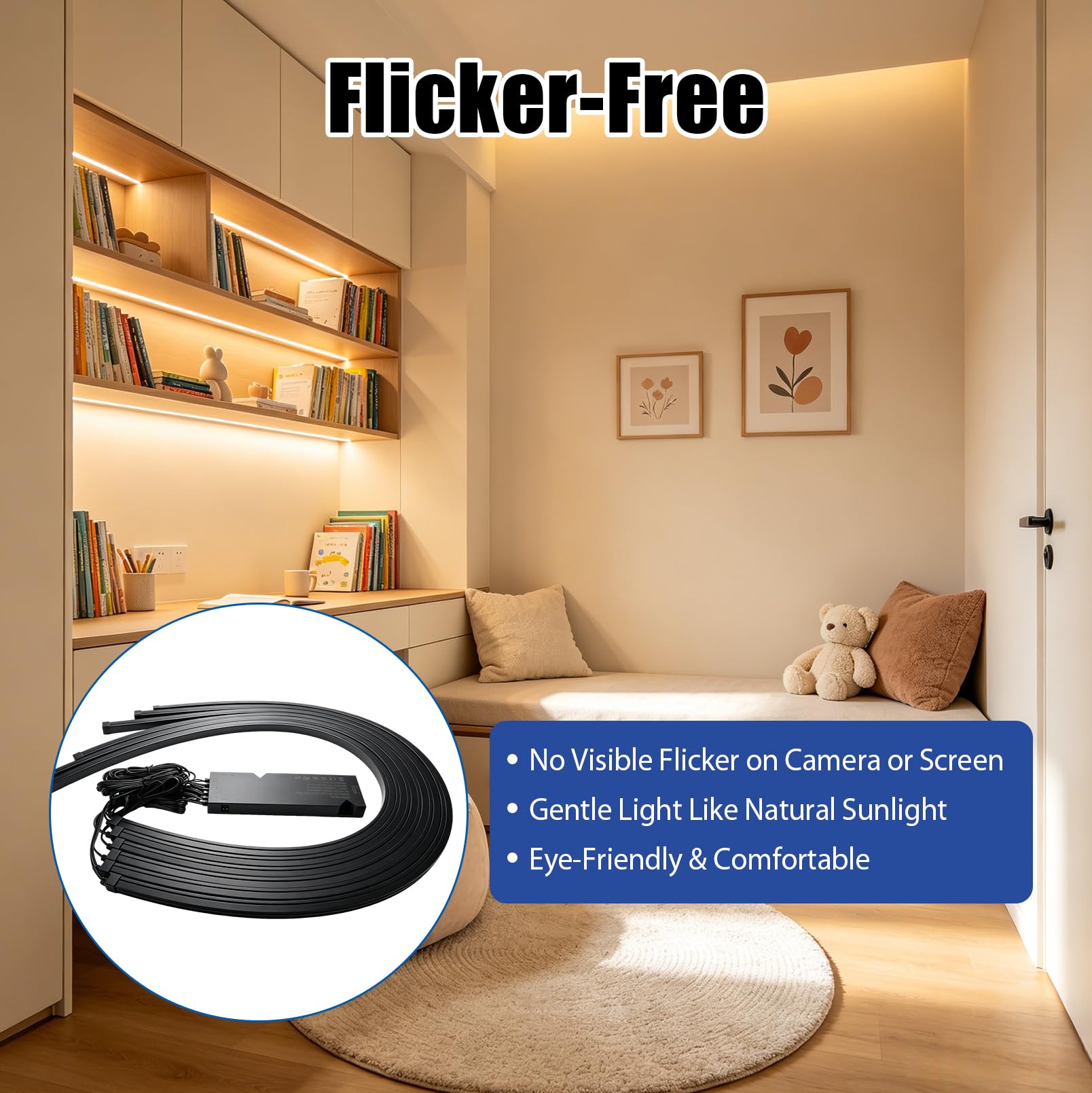JAOGAUS LED-Streifen für Akustikpaneele, 6 x 90cm Schneidbare LED-Leisten | mit Touch-Sensor, Warmweiß Dimmbare Innenbeleuchtung für Paneele, Regale und Schränke