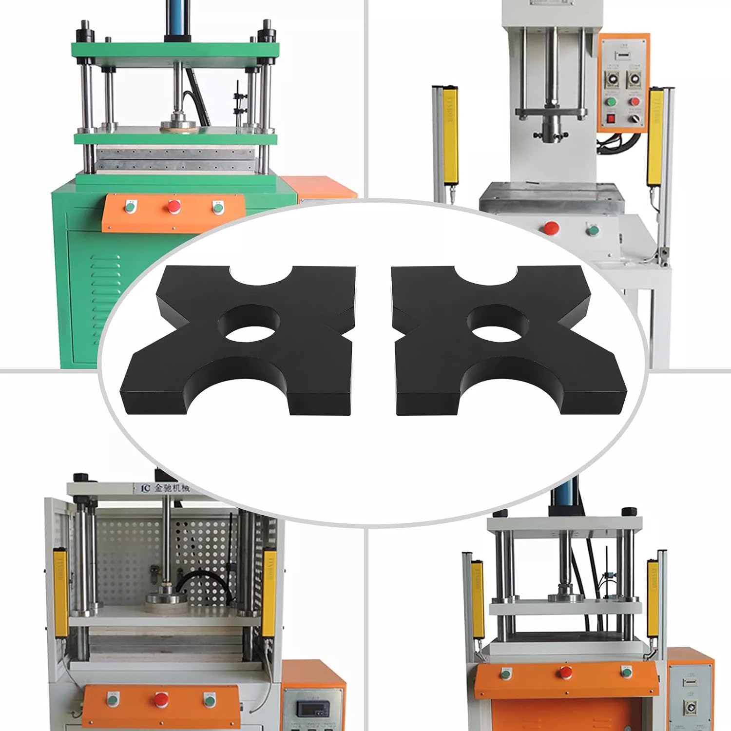 Arbor Press Plate, 20/32T Shop Metal Press Plates with 4 Notch, H-Frame Iron Press Plate Hydraulic Press Plates Accessories, Thickened Hydraulic Shop Press Plate 1" x 7" x 7" (1 Pair)