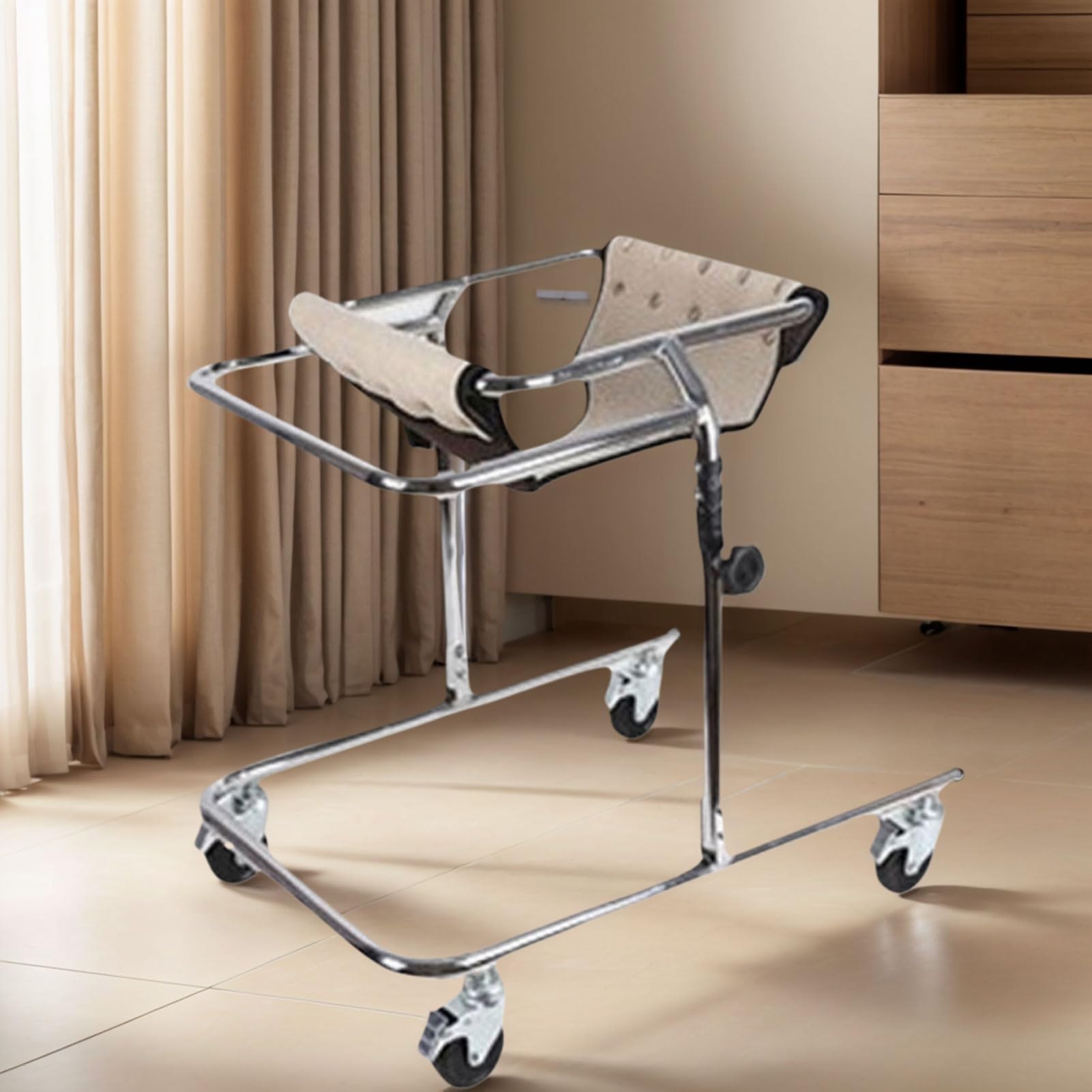 Andador para niños con parálisis cerebral, plegable, de aluminio, ligero, con ruedas, altura ajustable, andador para niños pequeños con parálisis cerebral, soporte de rehabilitación