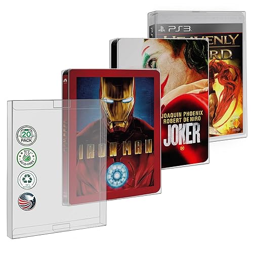 MALKO 20 Pack Steelbook Protector Case. Compatible with: 4K UHD | Blu-Ray | Arrow Video w/Slipcover | Criterion Blu Ray Case | PS3 PS4 PS5 Games & Steelbooks