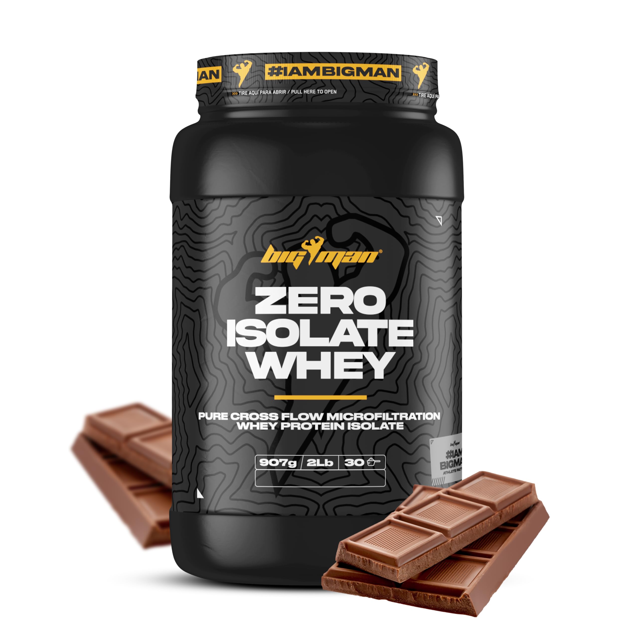 BIGMAN | PROTÉINE ZERO 910 gr (CHOCOLATE) 2 lb | PROTÉINE ISOLATE | PROTÉINE ASSILÉE | PROTÉINE D'ASSIMILATION RAPIDE AVEC LACTASE | PROTÉINE INTOLÉLANTE LACTOSE | PROTÉINE 85% PURETÉE
