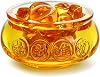 2PCS Handmade Chinese Yellow Crystal Yuan Bao Figurine Collectibles Feng Shui Golden Ingot Statues Ornament for Wealth Luck,3inch