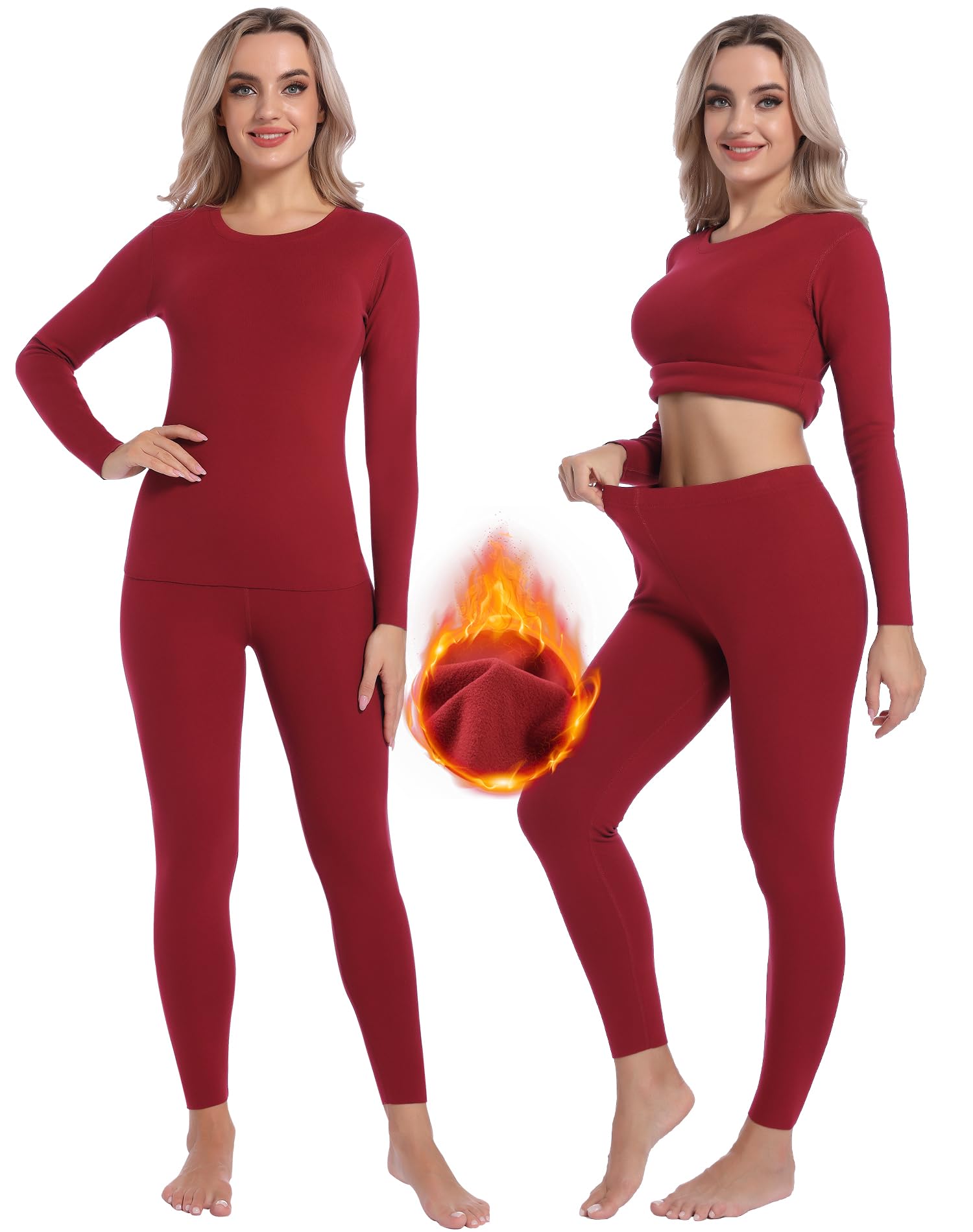 INNERSY Intimo Termico Donna Completo Maglia Termica Manica Lunga e Pantalone Caldo Pigiama Invernale Sci Set