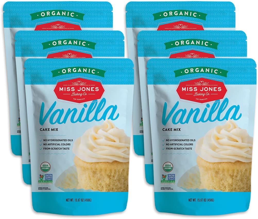 - Organic Yellow Cake and Cupcake Mix, Non-GMO, Vegan-Friendly, Moist and Fluffy: Vanilla (Pack of 6)