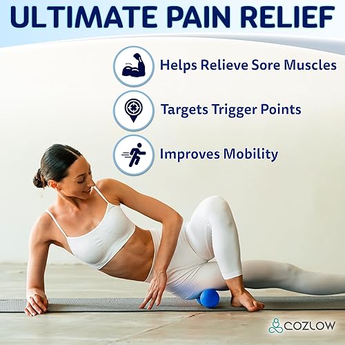 Miniatura 2 de COZLOW Bola de masaje doble lacrosse - Azul cobalto - Rodillo de punto de activación de maní para movilidad, terapia de tejido profundo y liberación