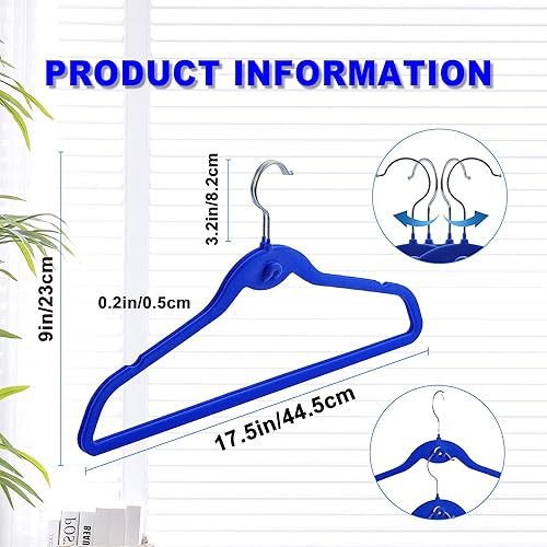 Miniatura 5 de Perchas de terciopelo multicolor de alta calidad con mini ganchos, paquete de 50 unidades, antideslizantes, perchas para ropa en cascada que ahorran