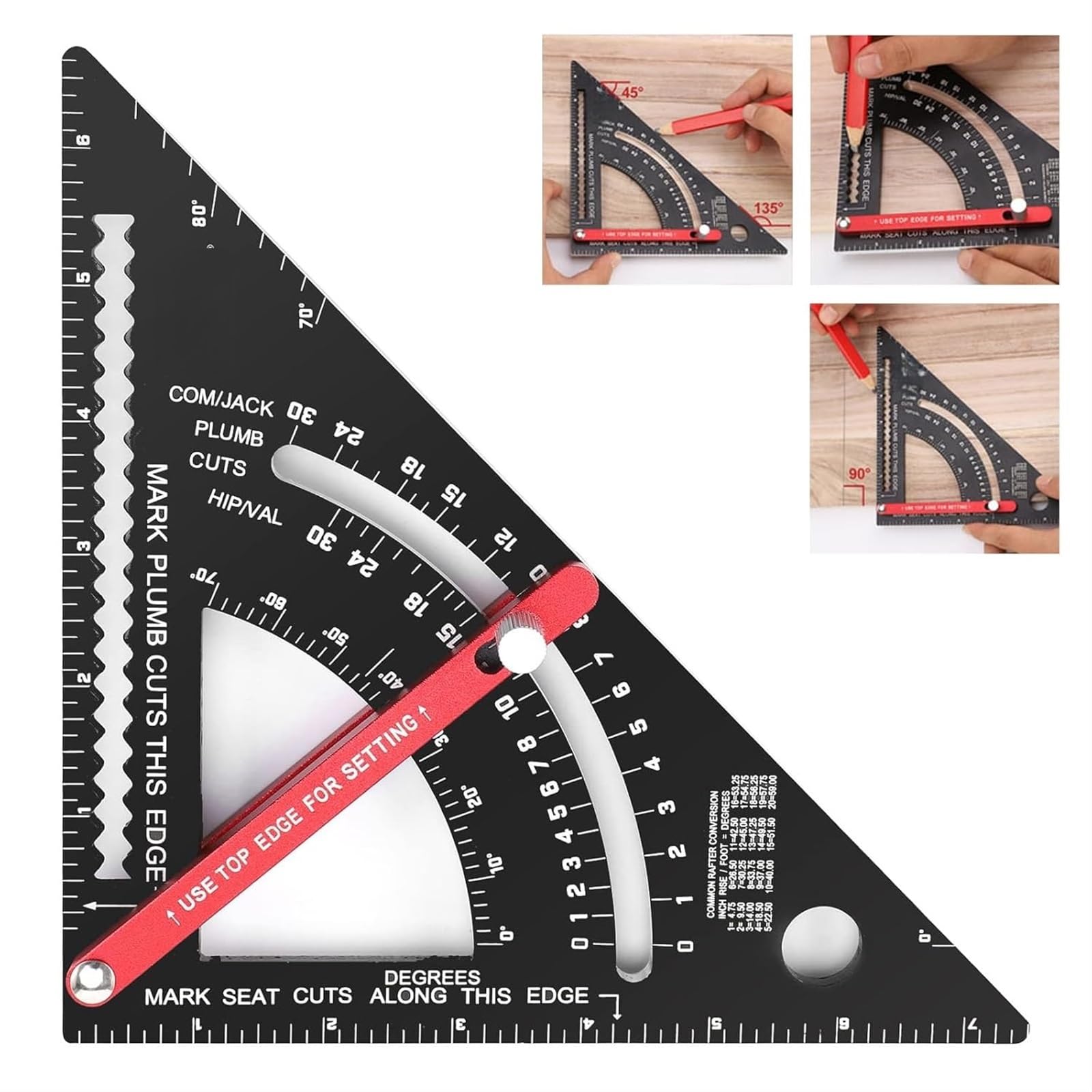 THE WHITE SHOP Carpenter Square 7 inch Woodworking Tools Smart Square, Adjustable Square Rafter Square Carpenter Tools, Combination Square Framing Square, Aluminium Carpentry Squares, Gift for Carpent
