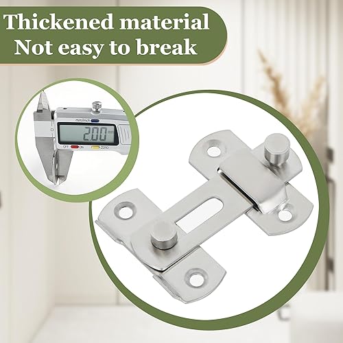 Miniatura 4 de Alise Pestillos de puerta de acero inoxidable, pestillo abatible, cerradura de puerta de seguridad para mascotas, níquel cepillado de 3 pulgadas, 2