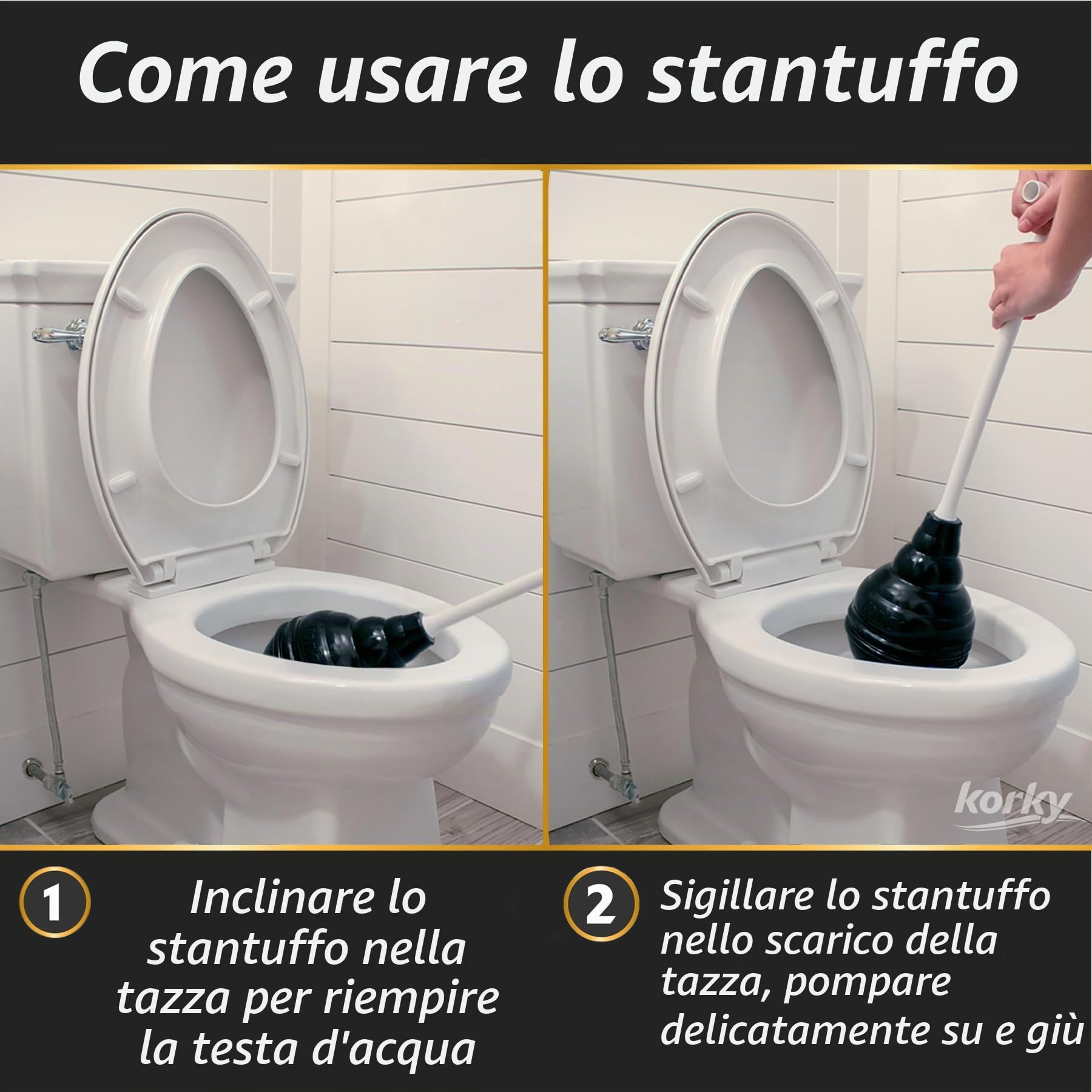 Korky BeehiveMAX, Stura WC resistente e potente, adatto per WC di tutte le forme