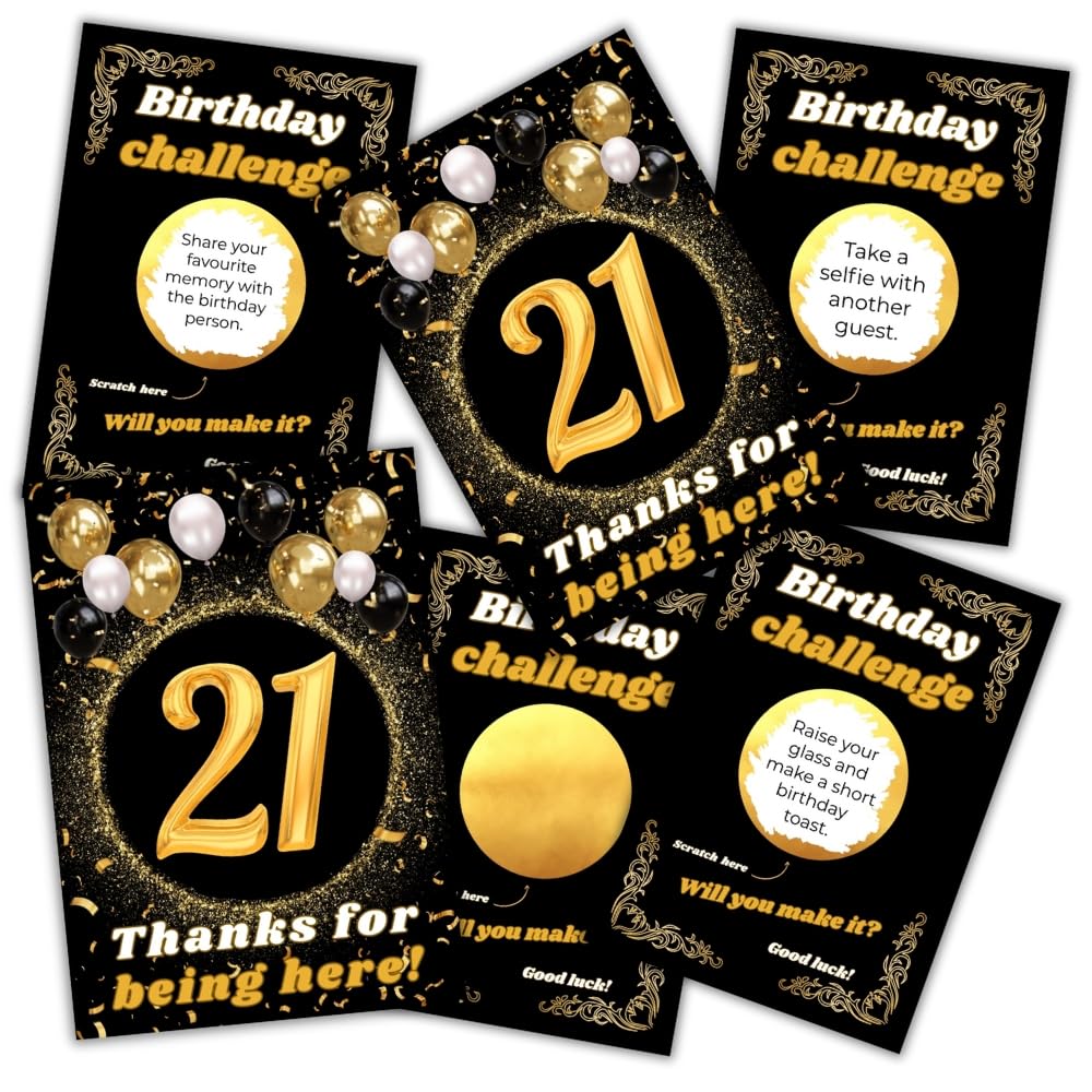 Birthday Scratch Cards, Set of 15 Challenge Cards with Scratch Stickers, Fun Birthday Party Game for Adults
